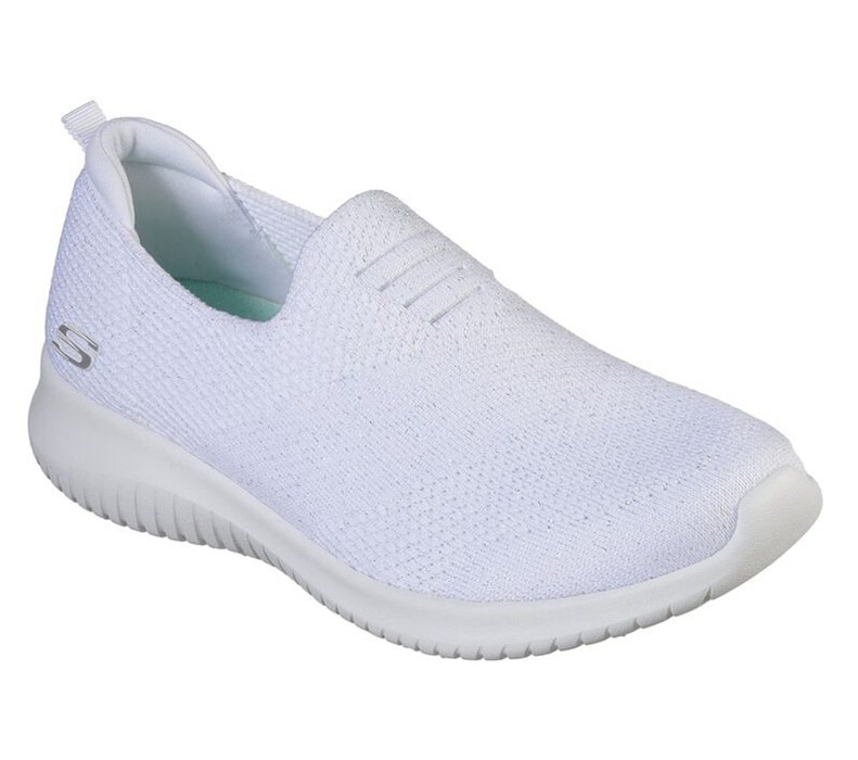 Skechers Ultra Flex - Moon Glimmer - Womens Slip On Shoes White/Silver [AU-BD0578]